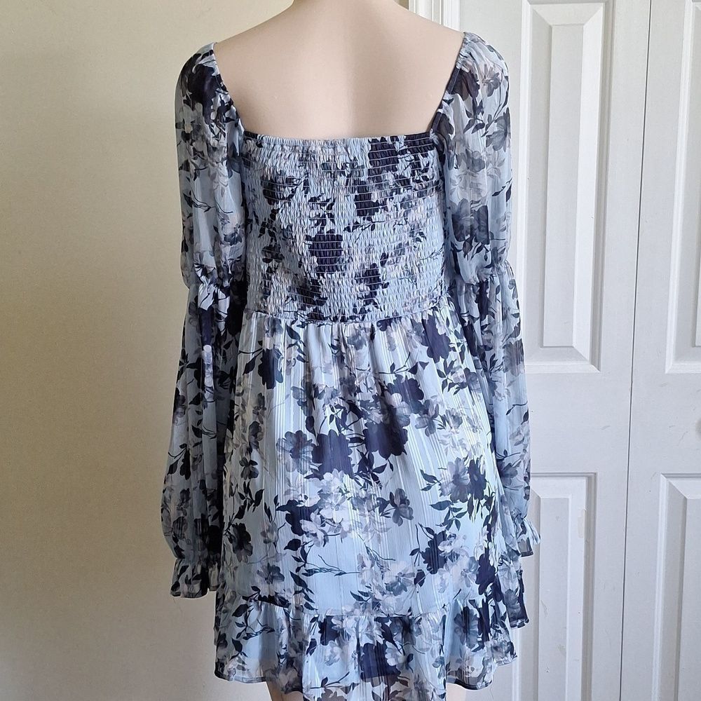 Mi Ami Blue Smocked Chiffon Dress Size XL - Picture 4 of 9